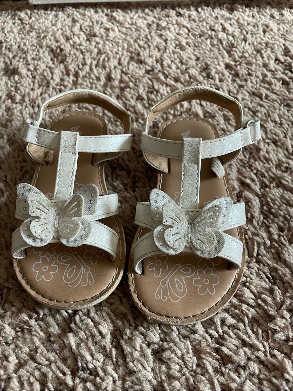 Self Esteem White Butterfly Strap Sandals for Kids